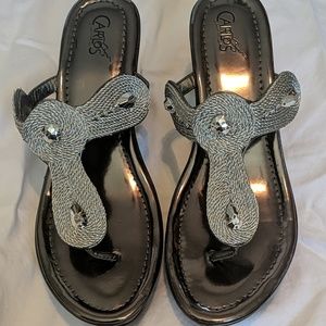 Carlos Santana Wedge Silver Sandle